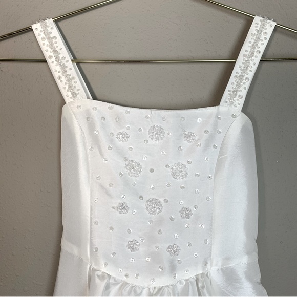 Isobella & Chloe Flower Girl or First 1st Communion Dress White Beaded Size 10 - Picture 2 of 11